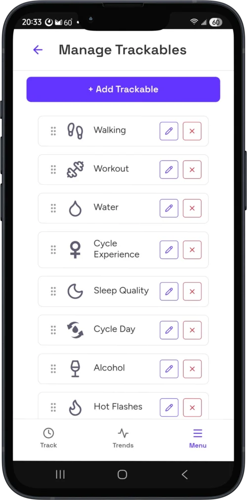 Tapestry manage trackables screen